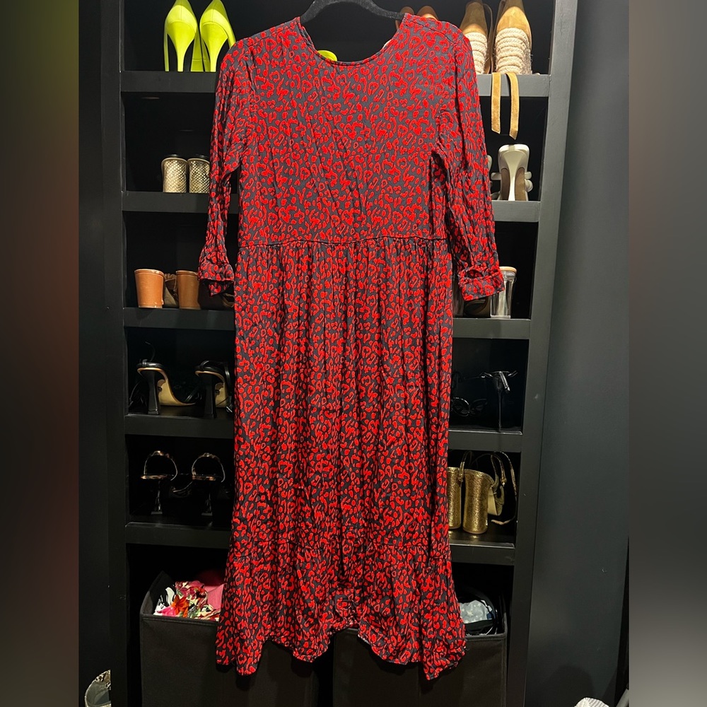 Zara red cheetah dress (xs) $30